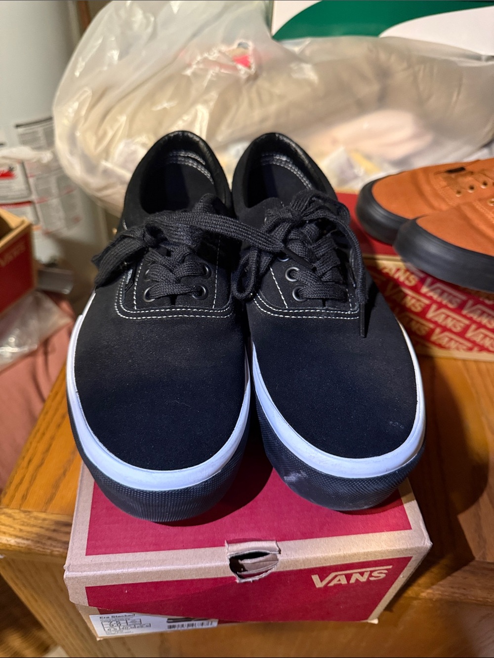Vans Black Canvas Low-Top Sneakers with White Midsole